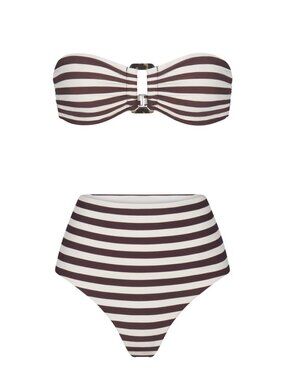 NWT Anemos Bikini in Espresso Stripe, size Medium